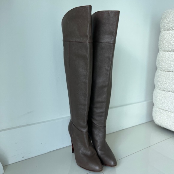 Designer leather high knee boots